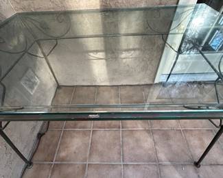 Metal Glass Top Table in very good used condition, no cracks or chips. 48w 30d 31h --- $90