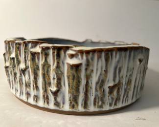 Pair of Pottery, Small chip (shown and hard to find) on bowl.  Bowl measures 7 x 2.25h.  Vase is Pigeon Forge Pottery and measures 8 x 2.25.   —- $30