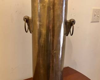 Brass Umbrella Stand is in great condition and measures 20h 10w (to handles) 7round. --- $40