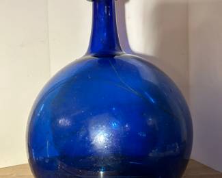 Large Vintage Cobalt Blue Art Glass, Vase/Decor. Very good, smooth condition. No cracks or chip. 14.5h x 11d --- $45 