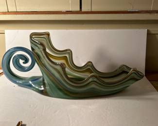 Vintage Swirl Glass Artwork, measures 18L, 5w, 7h. —- $30