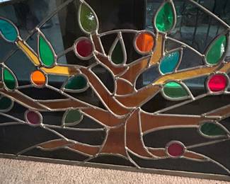 We have 2 of these!  Stained glass artwork measures 62.5 x 15.25.  This is STAINED GLASS #1. --- $190