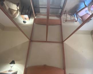 Bernhardt Queen Sized 4 Poster Bed with Mirrored Top! Some wear on the inside of the siderails, but great condition otherwise.  --- $300 