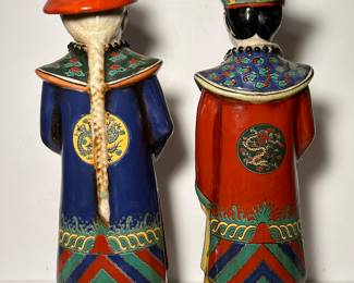 Pair of Pier One Emperor Statues, excellent condition, vibrant. Tallest is 14h 5w 4d.  --- $15