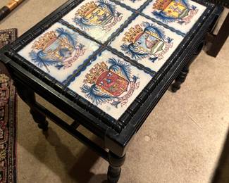 Solid, black painted side/accent tile topped table measures 19.25 x 14 x 16.5 — $30