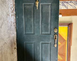 Solid metal exterior door with vintage hardware & key! Measures 80 x 36.  --- $50