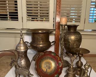 Not your ordinary brassware. Lot priced at $85 (note: a second identical “pitcher” was found and added! —- $85