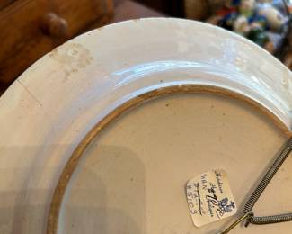 Henriot Quimper France Pottery Serving (12”), 2 plates (10”), salt & pepper, teapot (no lid), cream (no lid), sugar, and extra creamer.  —— $140