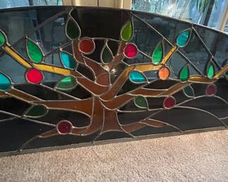 We have 2 of these!  Stained glass artwork measures 62.5 x 15.25.  This is STAINED GLASS #2. --- $190