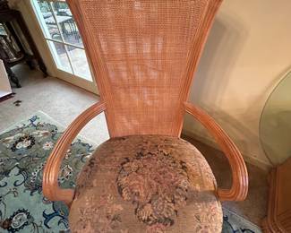 Bernhardt Dining Table & 8 Cane back Chairs, 6 side chairs and 2 end/captain chairs.. Table measures 108L 42W 28.5H. (72L, plus 2 18” leaves to 108L). Excellent condition. --- $450