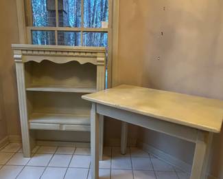 Table with detachable hutch top. Table measures 36w 24d 30h. Hutch top measures 32w 11d  44h. Will sell separately. —- $100