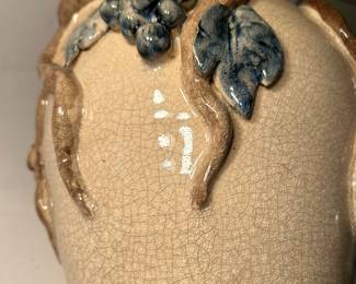 Very heavy ceramic pottery piece with blueberries.  Measures 9h x 9w. —- $28