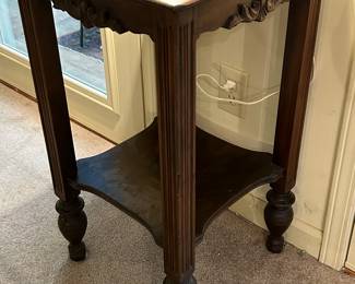 Solid Oak Side Table, Measures 16 x 16 x 29.5. Very good condition. —- $30