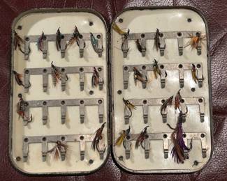 Vintage Fly Box with 2 dozen flies  --- $15