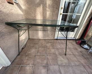 Metal Glass Top Table in very good used condition, no cracks or chips. 48w 30d 31h --- $90