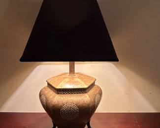 Small Brass Lamp with Shade.  17h, shade is 8x8.  --- $15