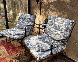Pair of Heavy Iron Chairs with Cushions. --- $90