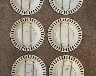 Set of 6 Wedgewood Etruria reticulated Viking Ship 9" plates.  No cracks or crazing. --- $90