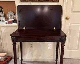 Bombay table measures 31.5w 17d (34d when opened) 29.5h --- $40