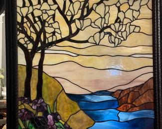 Custom made magnolia stained glass window