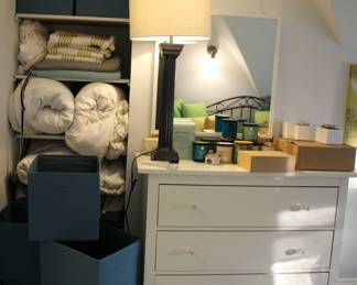 Linens; Lot new candles