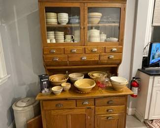 Vtg oak hoosier cabinet