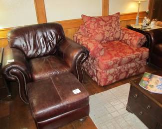 Haverty's fantastic soft leather chair & ottoman! But also don't miss this amazing cozy lush chair & ottoman.