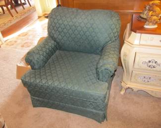 Vintage emerald green club chair pair