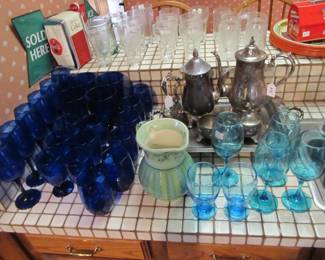 We have great barware - lovely cobalt glassware, silver coffee/tea service