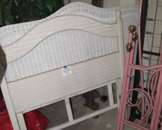 Vintage wicker/rattan headboard & foorboard