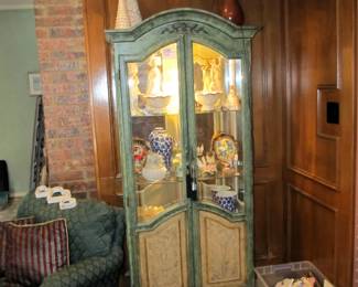 Lighted mirror French Country style cabinet