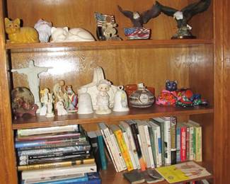 We have a great book collection full of sports books, presidential history, political topics, spiritual, & more! As well as figurine collectibles - cats, eagles, precious moments.