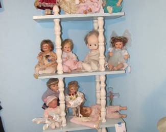 Great vintage wicker/rattan furniture collection. Nice collection of vintage dolls and plush animals.