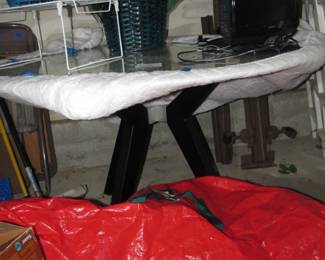 An incredible indoor contemporary glass-top table