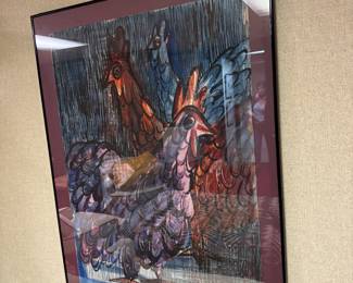 Vintage Roosters watercolor