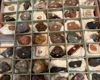Large double layer box of mineral specimens