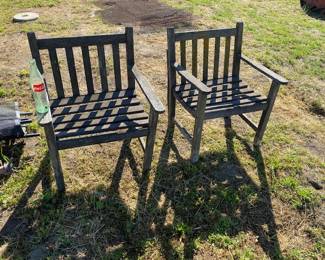 Two additional redwood chairs pair