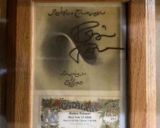 Robin Trower concert ticket along side a Bridge of Sighs CD cover Signed By Robin, who was caught after the concert and signed the cover when asked by this concert goer