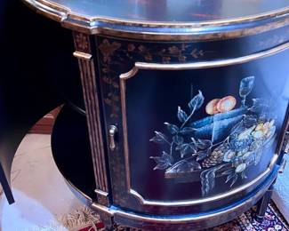 Hand painted contemporary Tole Barrel Cabinet 