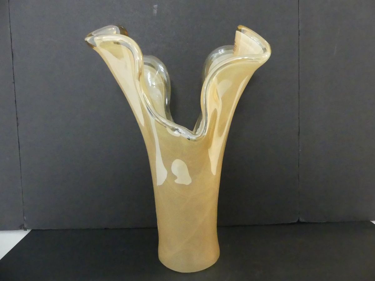 Vintage Exquisite Murano Vetro Eseguito Secondo Art Glass Lily Vase - 16" Tall
