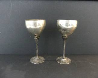 Vintage Made in India Pair of Electroplated Nickel Silver Goblets"