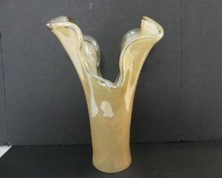 Vintage Exquisite Murano Vetro Eseguito Secondo Art Glass Lily Vase - 16" Tall