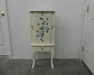 Thomas Pacconi Hand Painted "Blue Hydrangea" Jewelry Armoire - Copy of Revolutionary War Armoire