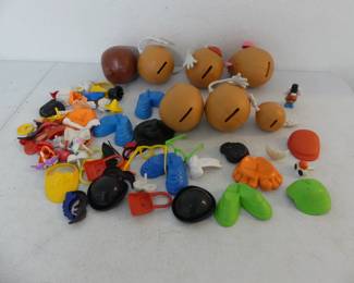 Vintage Bin of Hasbro Mr. Potato Head Toys - 7 Bodies + Parts