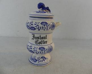 Vintage Arnart "Blue Onion" Instant Coffee Canister