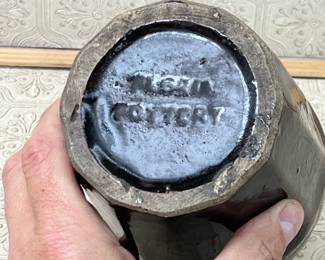 Peoria Pottery Faceted Stoneware Jar Crock