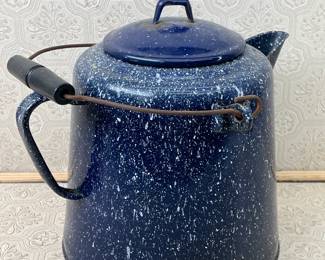 Blue Enamel Splatterware Coffee Pot