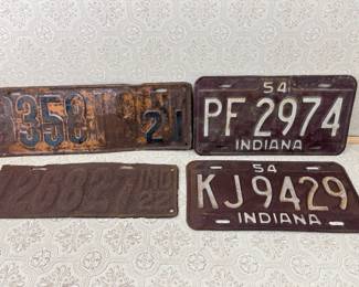 1921, 1922, 1954 Indiana License Plates