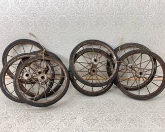 (8) Two Pair of Four Rubber Baby Buggy Wheels