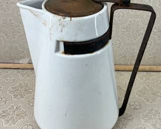 Vintage Antique Deco Ceramic Pitcher Copper/Iron